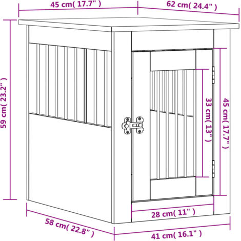 Dog Crate Furniture Sonoma Oak 45x62x59 cm Engineered Wood vidaXL