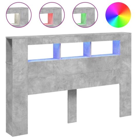LED Headboard Concrete Grey 160x18.5x103.5 cm Engineered Wood vidaXL