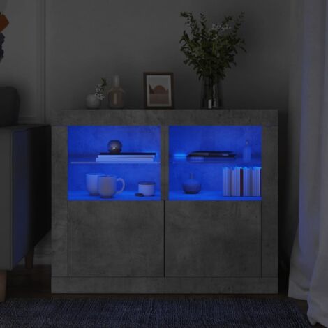 Side Cabinets with LED Lights 2 pcs Concrete Grey Engineered Wood vidaXL