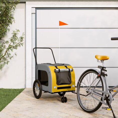 Pet Bike Trailer Yellow and Grey Oxford Fabric and Iron vidaXL