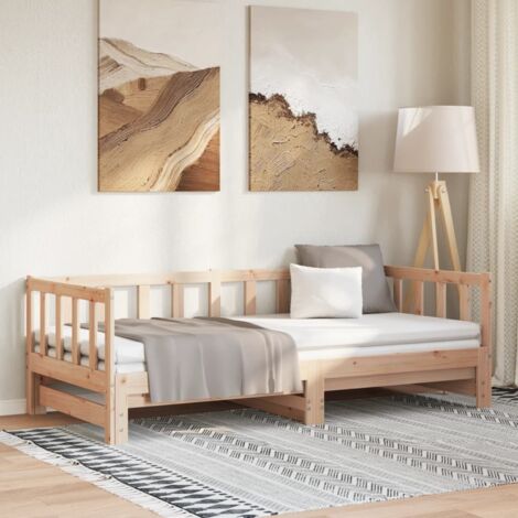 Day Bed with Trundle without Mattress 90x200 cm Solid Wood vidaXL