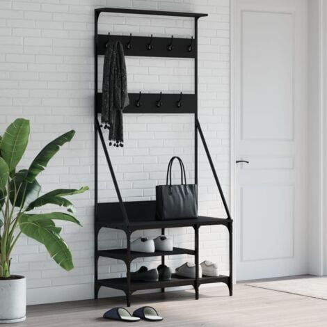 Clothes Rack with Shoe Storage Black 80x40x184 cm vidaXL
