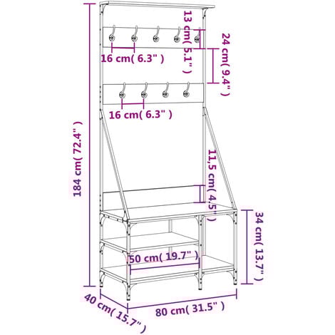 Clothes Rack with Shoe Storage Black 80x40x184 cm vidaXL