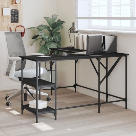 Desk Black 139x139x75 cm Engineered Wood vidaXL