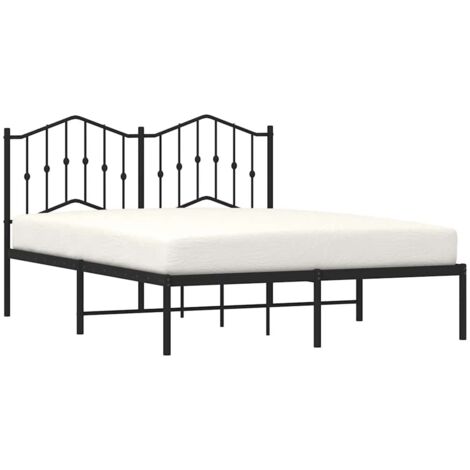 Metal Bed Frame without Mattress with Headboard Black 150x200cm vidaXL (1/5)