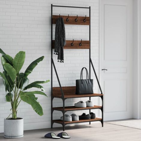 Clothes Rack with Shoe Storage Brown Oak 72x34x184 cm vidaXL