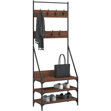 Clothes Rack with Shoe Storage Brown Oak 72x34x184 cm vidaXL