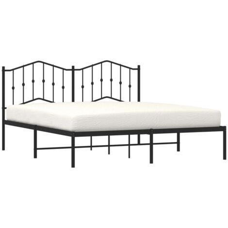 Metal Bed Frame without Mattress with Headboard Black 180x200cm vidaXL (1/5)