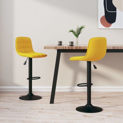 Bar Stools 2 pcs Yellow Velvet vidaXL