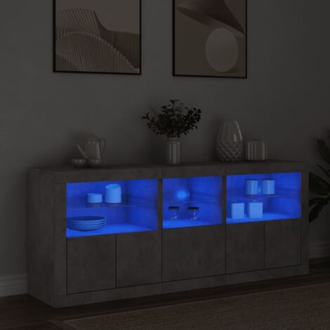 Sideboard with LED Lights Concrete Grey 162x37x67 cm vidaXL (1/5)