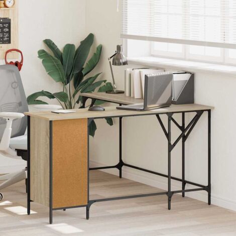 Desk Sonoma Oak 141x141x75 cm Engineered Wood vidaXL