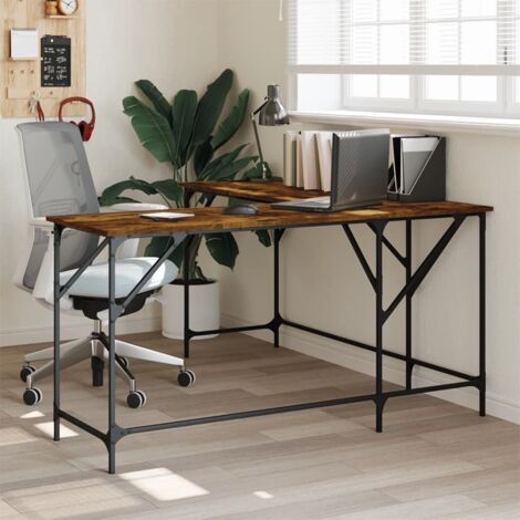 Desk Smoked Oak 149x149x75 cm Engineered Wood vidaXL (1/5)
