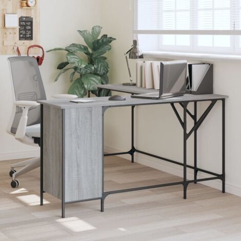 Desk Grey Sonoma 141x141x75 cm Engineered Wood vidaXL (1/5)