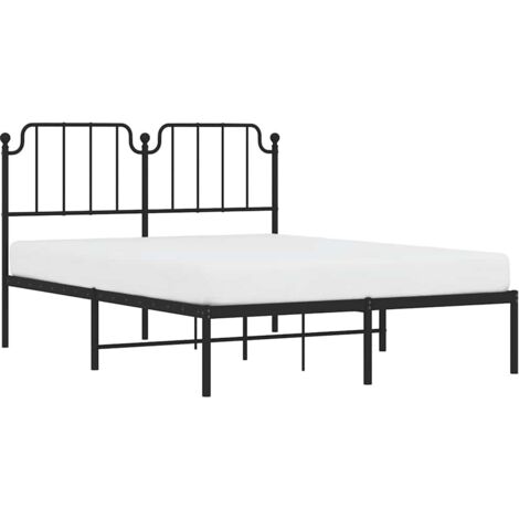 Metal Bed Frame without Mattress with Headboard Black 150x200cm vidaXL (1/5)