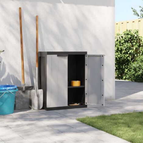 Outdoor Storage Cabinet Grey and Black 65x37x85 cm PP vidaXL