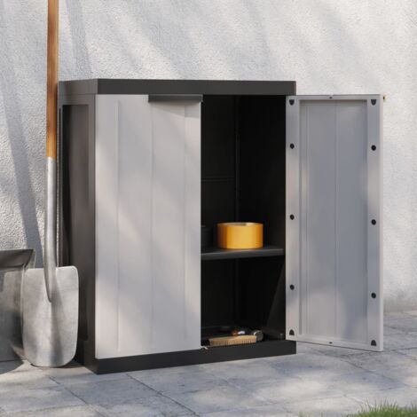 Outdoor Storage Cabinet Grey and Black 65x37x85 cm PP vidaXL