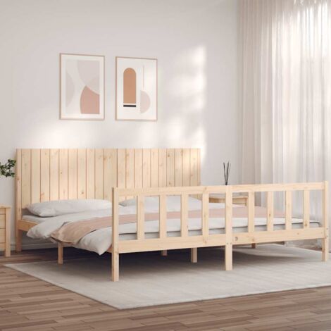 Bed Frame without Mattress 200x200 cm Solid Wood Pine vidaXL (1/5)