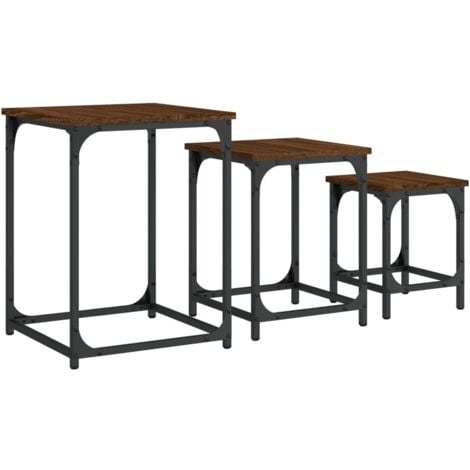 Nesting Coffee Tables 3 pcs Brown Oak Engineered Wood vidaXL