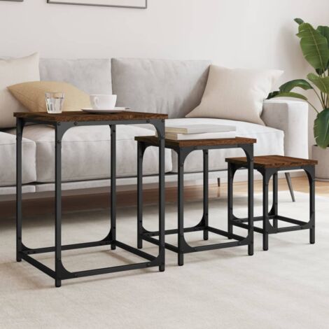 Nesting Coffee Tables 3 pcs Brown Oak Engineered Wood vidaXL