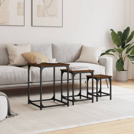 Nesting Coffee Tables 3 pcs Brown Oak Engineered Wood vidaXL
