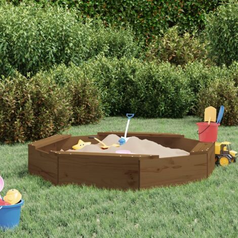 Sandbox with Seats Honey Brown Octagon Solid Wood Pine vidaXL (1/5)