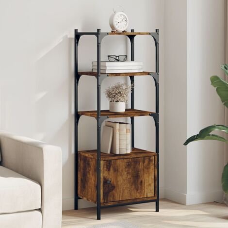 Bookcase 3-Tier Smoked Oak 41x30x109.5 cm Engineered Wood vidaXL