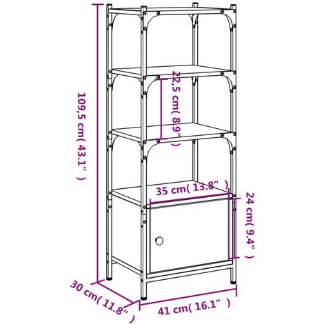 Bookcase 3-Tier Smoked Oak 41x30x109.5 cm Engineered Wood vidaXL