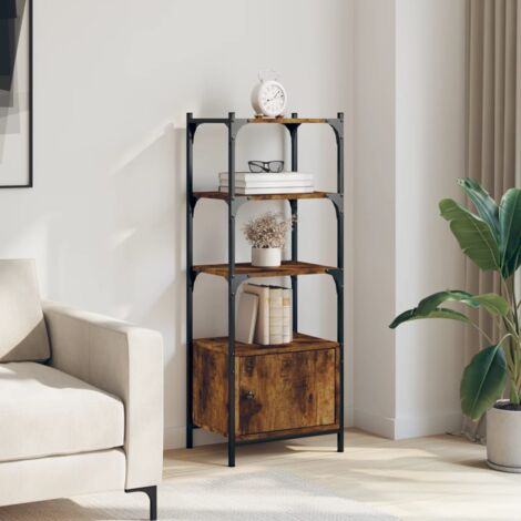 Bookcase 3-Tier Smoked Oak 41x30x109.5 cm Engineered Wood vidaXL