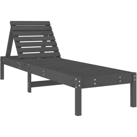 Sun Lounger Grey 199.5x60x74 cm Solid Wood Pine vidaXL