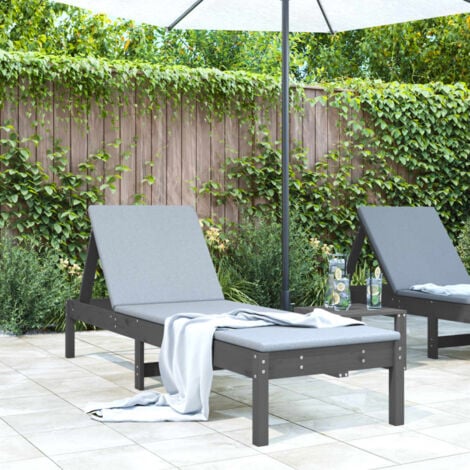 Sun Lounger Grey 199.5x60x74 cm Solid Wood Pine vidaXL