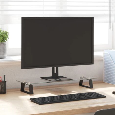 Monitor Stand Black 60x20x8 cm Tempered Glass and Metal vidaXL