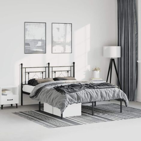Metal Bed Frame without Mattress with Headboard Black 150x200cm vidaXL (1/5)