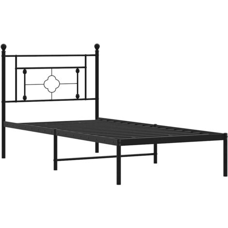 Metal Bed Frame without Mattress with Headboard Black 100x200cm vidaXL (1/5)