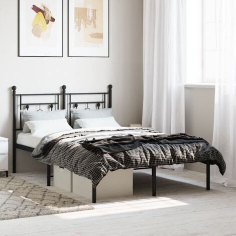 Metal Bed Frame without Mattress with Headboard Black 120x190cm vidaXL (1/5)