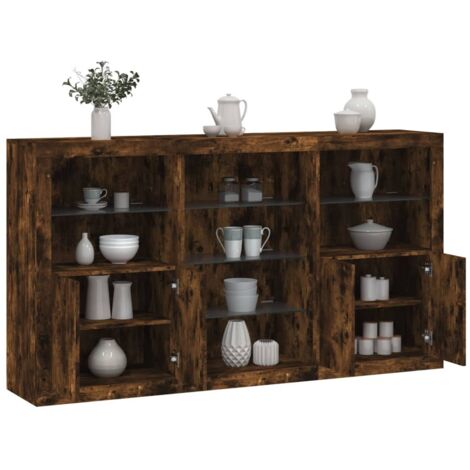 Sideboard with LED Lights Smoked Oak 181.5x37x100 cm vidaXL