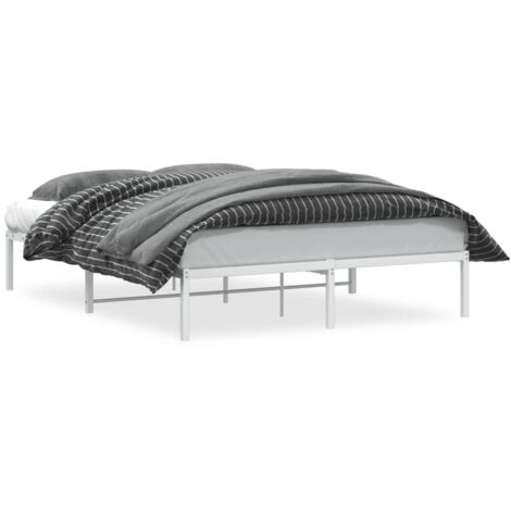 Metal Bed Frame without Mattress White 150x200cm vidaXL (1/5)
