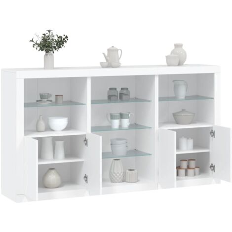 Sideboard with LED Lights White 181.5x37x100 cm vidaXL