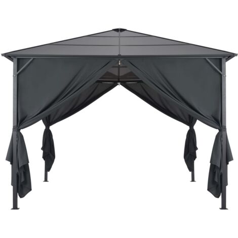 Gazebo with Curtain Aluminium 3x3 m Black vidaXL