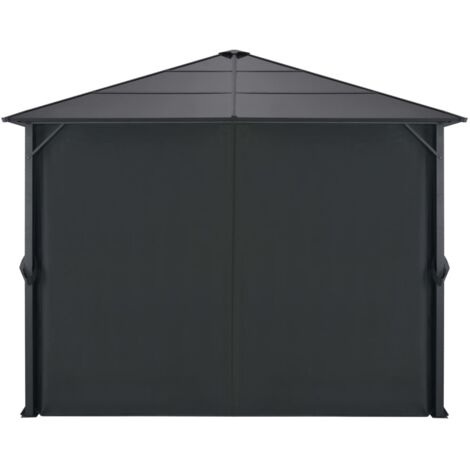 Gazebo with Curtain Aluminium 3x3 m Black vidaXL