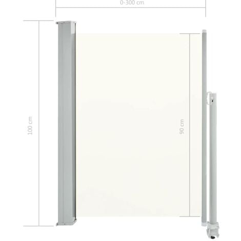 Patio Retractable Side Awning 100 x 300 cm Cream vidaXL