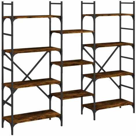 Bookshelf Smoked Oak 160x28.5x136.5 cm Engineered Wood vidaXL (1/5)