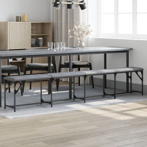 Dining Bench Light Grey 248x32x45 cm Steel and Fabric vidaXL