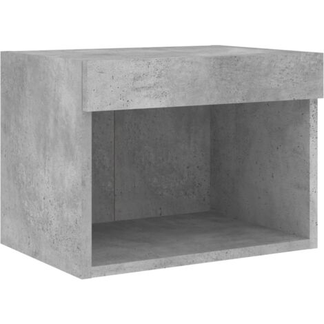 Bedside Cabinet with LED Lights Wall-mounted Concrete Grey vidaXL