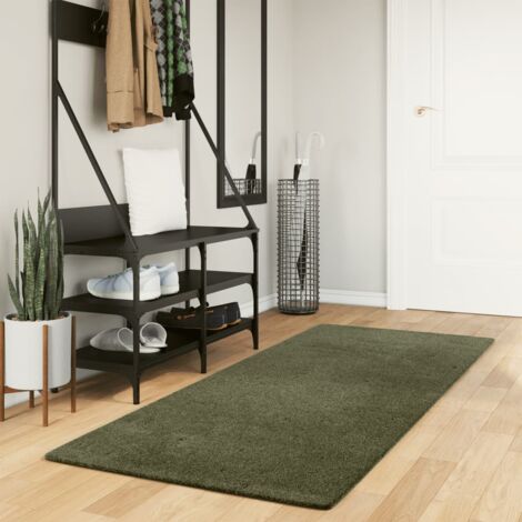 Rug HUARTE Short Pile Soft and Washable Forest Green 80x200 cm vidaXL