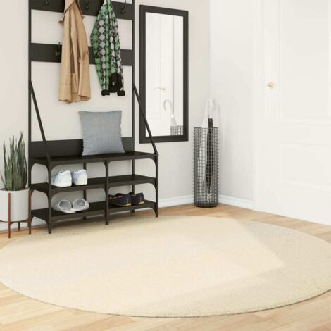 Rug HUARTE Short Pile Soft and Washable Cream Ø 200 cm vidaXL