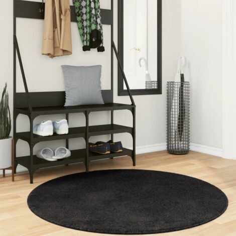 Rug HUARTE Short Pile Soft and Washable Black Ø 120 cm vidaXL