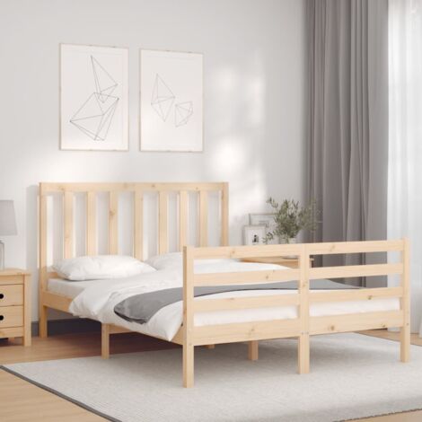 Bed Frame without Mattress 140x190 cm Solid Wood Pine vidaXL (1/5)