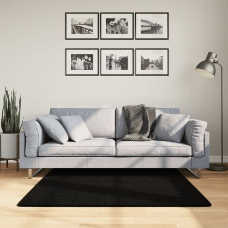 Rug HUARTE Short Pile Soft and Washable Black 120x120 cm vidaXL