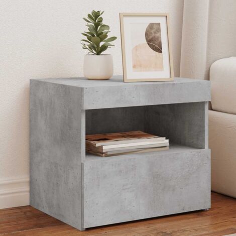 Bedside Cabinet with LED Lights Concrete Grey 50x40x45 cm vidaXL (1/5)
