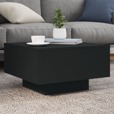 Coffee Table with LED Lights Black 55x55x31 cm vidaXL